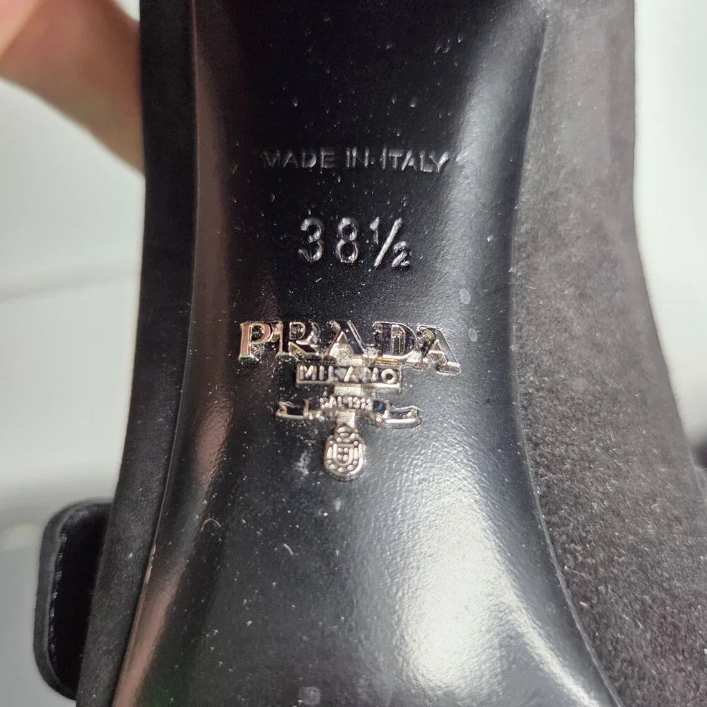 Women's Prada Black Suede Madras Fringe Buckle Slip-On with COA - EU Size 38.5 - Picture 7 of 12